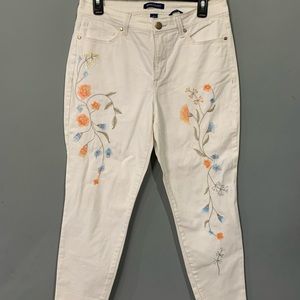 embroidered flower jeans